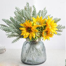 Decorative Flowers Simulation Plant Soft Rubber Flocking Wheat Spike Fruit Flower Arrangement With Materials Home Wedding Decoration