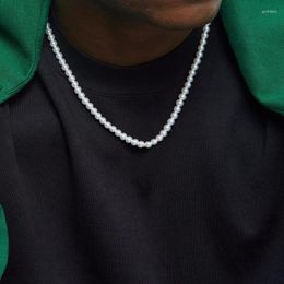 Chains European And American Personality Men's Pearl Necklaces 6/8/10mm Hip Hop Punk Glass For Men