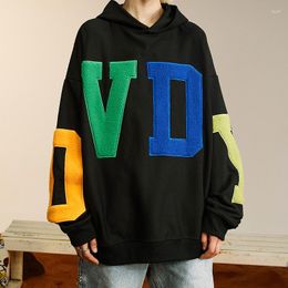 Men's Hoodies Autumn 2023 American High Street Large Alphabet Patch Embroidery Craft Premium And Women's