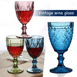 Wine Glasses 240ml/300ml Colourful Glass Goblet Champagne Cup Vintage Cocktail Juice Home Bar Creative Relief