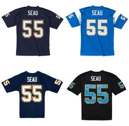 Stitched football Jersey 55 Junior Seau 2002 75th patch mesh retro Rugby jerseys Men Youth S-6XL