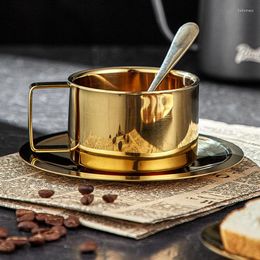 Cups Saucers Stainless Steel Kitchen Reusable Espresso Travel Luxury Coffee China Juego De Tazas Tea Sets