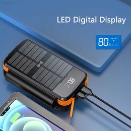 Cell Phone Power Banks Fast Qi Wireless Charger Solar Power Bank 43800mAh Built in Cable PD 20W Fast Charger for iPhone 13 Samsung S22 Xiaomi Powerbank L230824