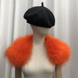 Scarves Women's Real Ostrich Feather Fur Shrug Shawl Shoulder Wraps Bride Wedding Cape Vintage Accessories Orange Royal Blue