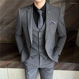 Men's Suits Formal Business Wedding 3 Pieces Suit Set / Male 2023 Blazers Jacket Pants Vest Trousers Dress Waistcoat Blazer Coat