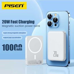 Cell Phone Power Banks PISEN Power Bank 10000mAh 20W Magnetic Wireless Fast Charge Powerbank For iPhone 13 12 14 Mini Pro Max Portable External Battery L230728