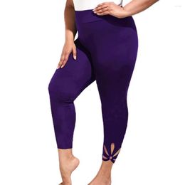 Active Pants Workout Stylish Breathable Solid Colour High Waist Elastic Cropped Sportwear Yoga Trousers