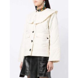 Women's Jacket Parkas Coat Detachable Ruffled Collar Quilting Autumn Winter Single Breasted 3 Colours Long Sleeve Female Short 230729