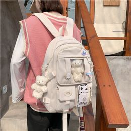 School Bags Cute Women Backpack Waterproof Large Capacity Nylon College Schoolbag Female Laptop Lady Girl Travel Kawaii Black Book Bags 230729