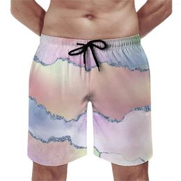 Men's Shorts Summer Board Watercolour Sports Surf Peach Agate Print Custom Short Pants Hawaii Fast Dry Swim Trunks Big Size