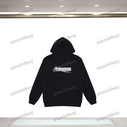 xinxinbuy Men women designer Sweatshirt Hoodie Wave embroidery sweater blue black white XS-XL