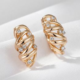 Hoop Earrings Wbmqda Fashion Design Wrapped Hollow Zircon For Women 585 Rose Gold Colour Simple Trendy Fine Jewellery Accessories