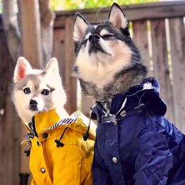 Dog Apparel Pet Dog Raincoat Windproof and Rainproof Yellow Puppy Hoodies Jacket Multi-size Suitable for Large Medium and Small Dog Clothes 230729