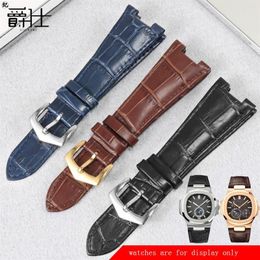 Concave Interface Genuine Leather Strap Replace PP 5711 5712G Male And Female Special Cow Watch Chain Black Blue Brown Bands285e