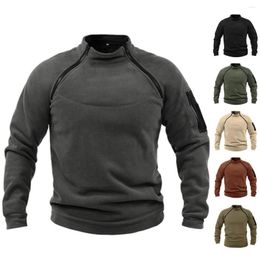 Men's Hoodies Spring And Autumn Stand Collar Sweater Pullover Hand Grab Fleece Outdoor Warm Tactics Sweatshirt Hoodless Tough