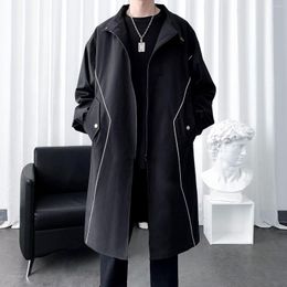 Men's Trench Coats Elegant Fertiliser Plus Solid Colour Italian Style Casual Slim Fashion Versatile Gentleman Long Coat 2023 Q33