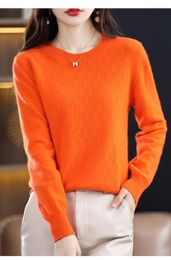 Women's Sweaters Pure Wool Cashmere Sweater O Neck Pullover Hollow Knit Autumn And Winter Solid Colour Long Sleeve Top JJ2211