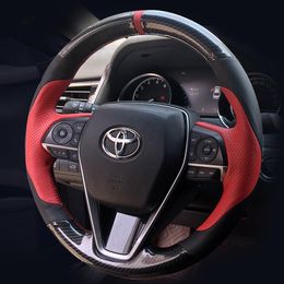 For Toyota Highlander Corolla Camry RAV4 Levin MarkX avalon DIY Carbon Fiber Leather Suede Leather Steering Wheel Cover255r