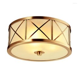 Ceiling Lights Europe Real Brass Light Nordic Glass Lampshade Led Lamp For Residential Store Luxury Foyer Decoration Lighting Fixture