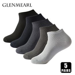 Mens Socks 5 Pairs Men Short Socks Bamboo Fiber High Quality Crew Ankle Casual Business Breathable Soft Compression LowCut Socks for Male 230729
