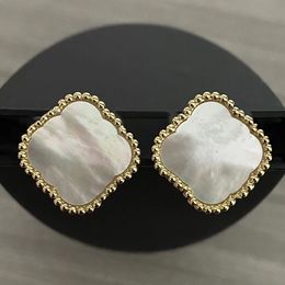 Brincos de luxo banhados a ouro 18K mistos de quatro folhas com clipe de corrente geométrica feminina famosa 925 prata cristal strass brincos de diamante festa de casamento joias