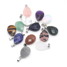 Pendant Necklaces Fine Natural Stone Crystal Pendants Water Drop Faceted Amethysts Tiger Eye For Jewellery Making DIY Women Necklace Party