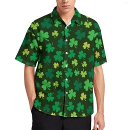 Men's Casual Shirts St Patrick's Day Beach Shirt Paddys Green Shamrock Clover Summer Stylish Blouses Short-Sleeve Graphic Top