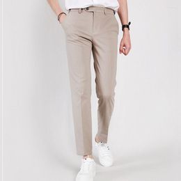 Men's Suits Clothing Spring Summer Straight Suit Pants Men Business Fashion Solid Color Elastic Waist Drape Long Loose Formal Trousers H38