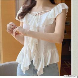 Women's Blouses Thin Transparent Tunic Peplum Tops Women Korea Style 2023 French Elegant Office Lady Cute Girls Chic Ruffles Basic Shirts