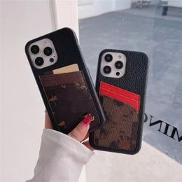 Designer Fashion Phone Cases For iPhone 15 15pro 15promax 14Pro 14Plus 13ProMax 13 12 12promax 11 xs max Famous Letter Leather Cover With Card Holder Pocket Case882