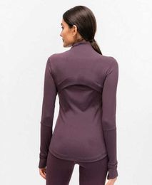 L-78 Autumn Winter New Zipper Jacket Quick-Drying outfit Yoga Clothes Long-Sleeve Thumb Hole Training Running Women Piglulu Slim Breathable design299ess