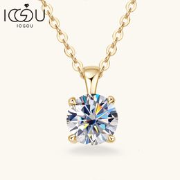 Strands Strings IOGOU Sparkling Real 1 Color Pendant Necklaces For Women 100% 925 Silver Wedding Fine Jewelry Accessories 230729