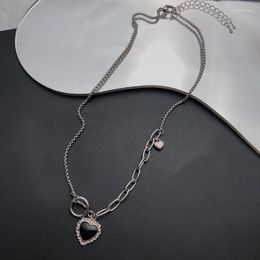 Pendant Necklaces Woman Heart Necklace Women Minimalist Chain Lovers Jewelry Wedding Silver Color Trendy Party Metal Collares