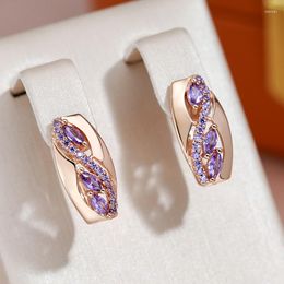 Dangle Earrings JULYDREAM Luxury Wedding Party Jewellery 585 Gold Colour Full Purple Zircon Drop For Women Bling Glossy Ear Accessories