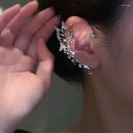 Backs Earrings Korean Fashion Zircon Butterfly Elf Ear Cuff For Women Sparkling Crystal Without Piercing Clip Wedding Jewelry