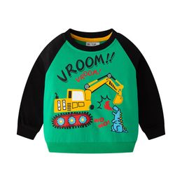 Hoodies Sweatshirts Boy Sweatshirt Autumn Children Cartoon Car 26Year Baby Long Sleeve Pullover Cotton Splice Top 230729