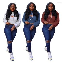 Women's Hoodies Simple Pure Colour Hooded Special Design Long Sleeve Crop Top And Pants 2 Pieces Set High Street Tracksuits