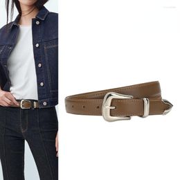 Belts Women Genuine Leather Simple Metal Buckle Belt Girls Dress Jean Pants Waistband For Lady Luxury Designer Brand