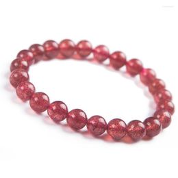Strand Natural Strawberry Quartz Crystal Clear Round Beads Women Femme Charm Stretch Bracelet 7mm