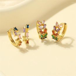 Hoop Earrings Luxury Colorful Zircon 2023 Trendy Design High Quality Copper Gold Plated Cartilage Pierced Ear Buckle Jewelry