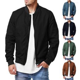 Men's Jackets Bomber Jacket Polyester Solid Colour Fashion Zipper Windbreaker Coat Motorcycle Racing Casual Everyday Street Wear 5XL