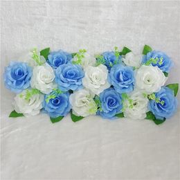 Decorative Flowers 2pc 50cm Wedding Flower Arch Backdrop Decor Props Artificial Silk Rose Arrangement Road Guide Runner