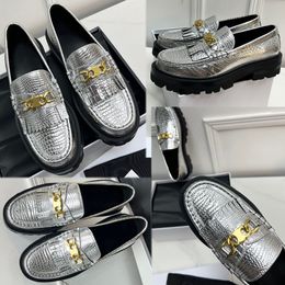 MARGARETN LOAFER WITH TRIOMPHE CHAIN in POLISHED BUL Triomphe Loafers New womens luxury brand loafers Business casual tassel loafer Cowhide leather loafers