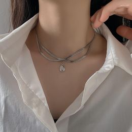 Pendant Necklaces Woman Water Drop Necklace Women Simple Chain Lovers Jewellery Wedding Silver Colour Trendy Party Metal Collier