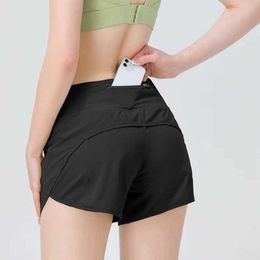 LL Summer Shorts Women Yoga Back Zipper Pockeks Fitness Sports Running Short Exercise Workout training Gym Breathable design988ess