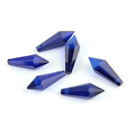 100pcs 38mm Glass Icicle Prism Hanging Dark Blue Color Crystal Chandelier Drop Wedding Home Decoration175T