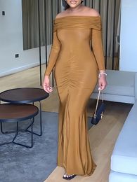 Casual Dresses Elegant Evening Long Patry Gown Sexy Off Shoulder Sleeve Mermaid Bodycon Split Maxi Robe Femme