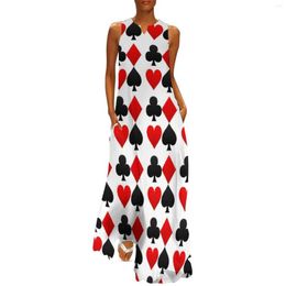 Casual Dresses Poker Card Dress Hearts Diamonds Clubs Spades Vintage Maxi Street Style Bohemia Long Print Vestido Big Size 5XL
