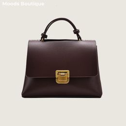 Evening Bags MOODS Retro Handbags For Women Flap Shape Pure Color Shoulder Crossbody With Golden Hasp 2023 Designer Luxury Messenger Bag 230729