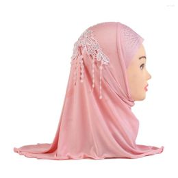Ethnic Clothing Arabesque And Muslim Women's Fashion Scarf Little Girl Ice Silk Covering With Lace Drill Head